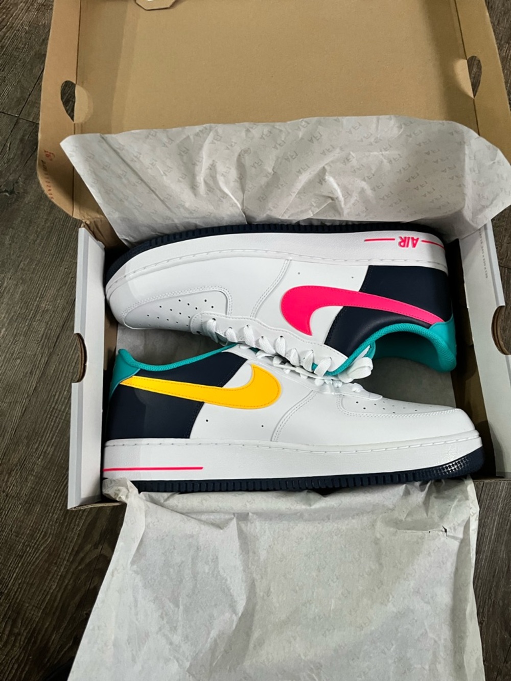 Nike Low-Top Sneakers White with Pink, Yellow & Teal Accents
